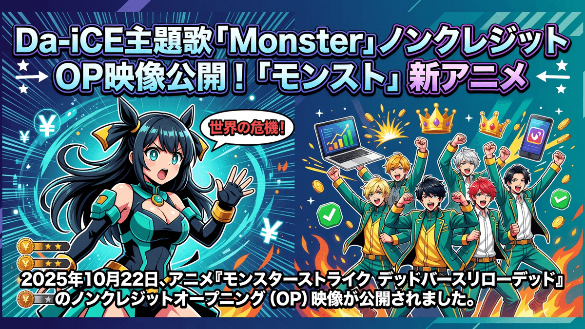 Da-iCE主題歌「Monster」ノンクレジットOP映像公開！「モンスト」新アニメ