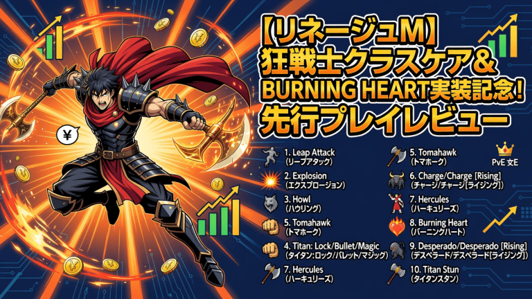 【リネージュM】狂戦士クラスケア＆BURNING HEART実装記念！先行プレイレビュー