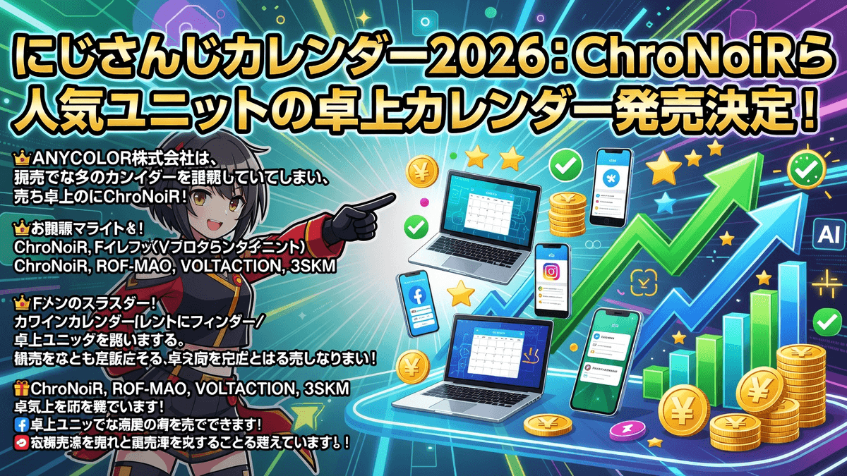 にじさんじカレンダー2026：ChroNoiRら人気ユニットの卓上カレンダー発売決定！