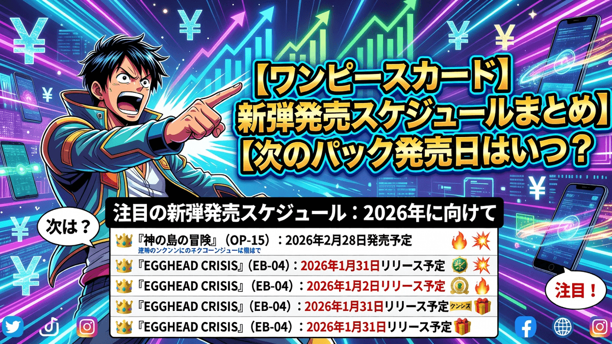 【ワンピースカード】新弾発売スケジュールまとめ｜次のパック発売日はいつ？