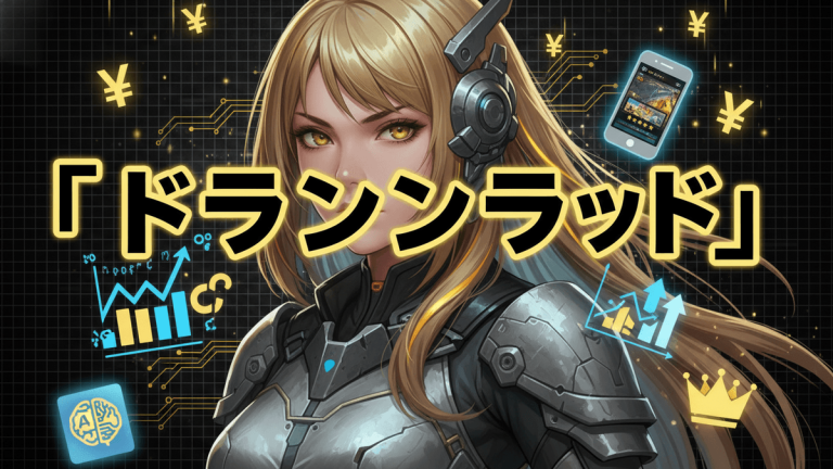 AIが生成したアニメ風の女性キャラクターを配置したニュース記事サムネイル。テキストと複数のアイコンが表示されている。