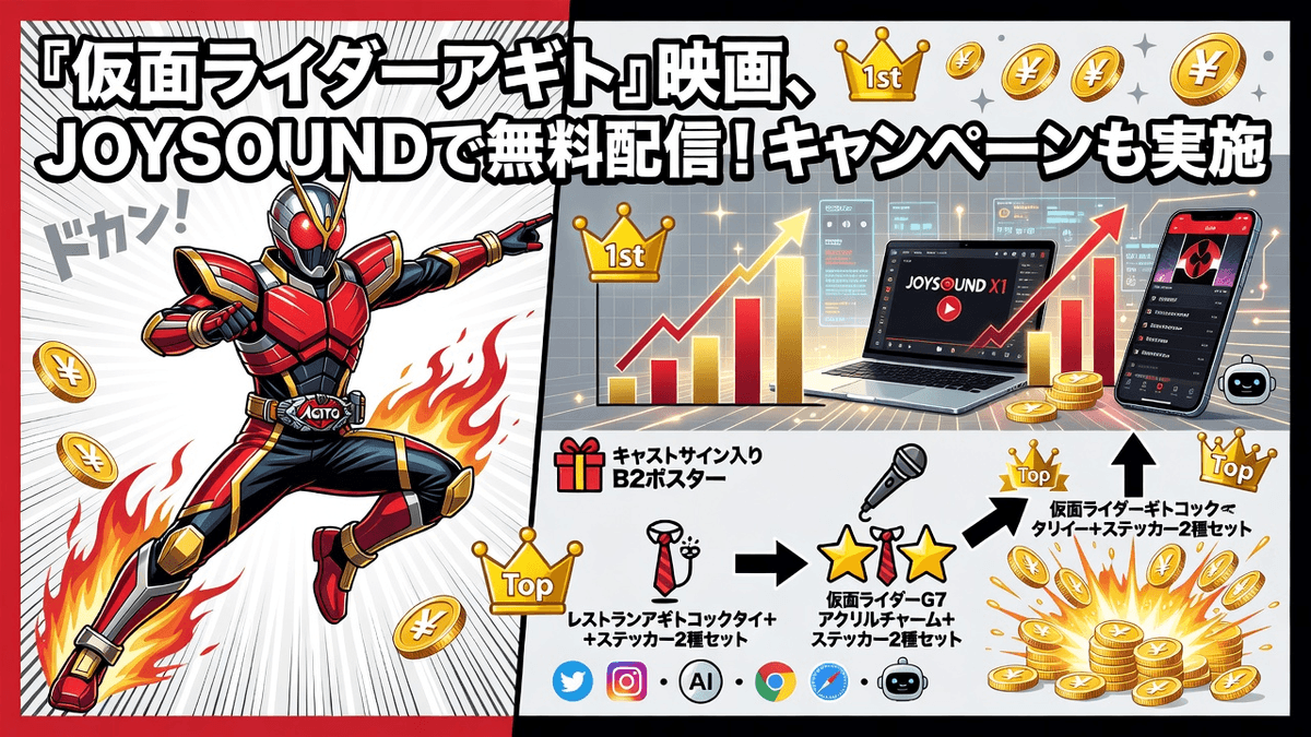 『仮面ライダーアギト』映画、JOYSOUNDで無料配信！キャンペーンも実施
