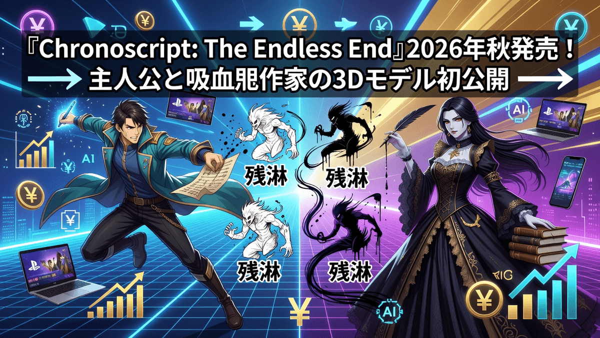 『Chronoscript: The Endless End』2026年秋発売！主人公と吸血鬼作家の3Dモデル初公開