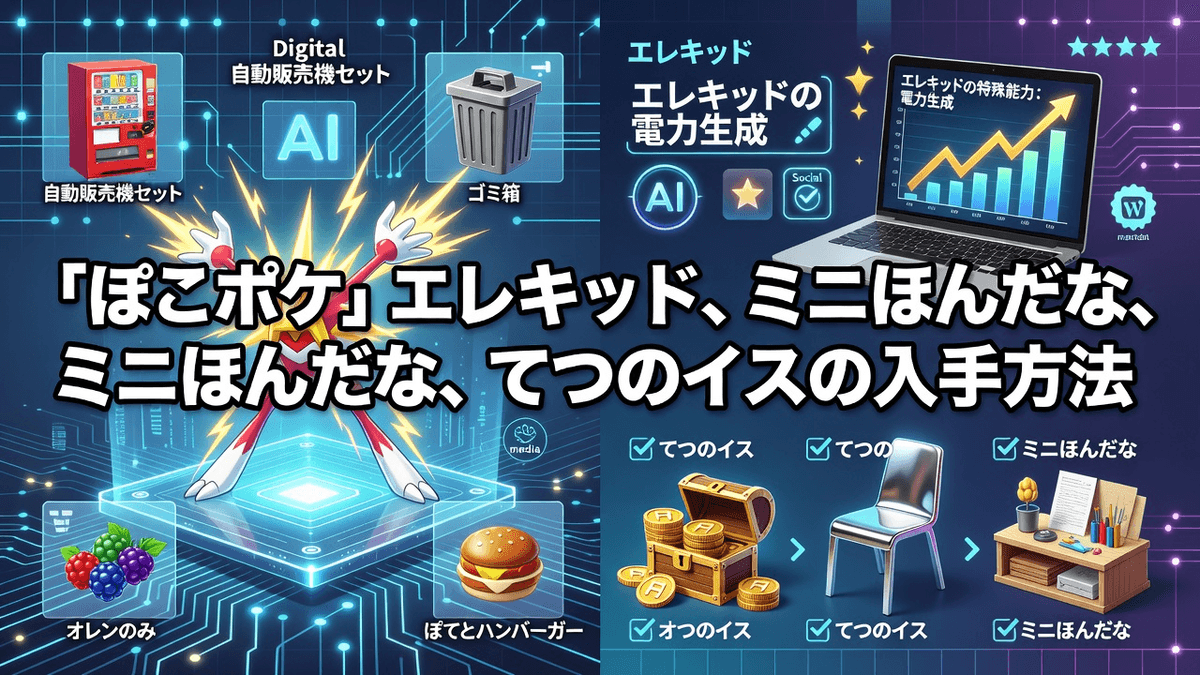 「ぽこポケ」エレキッド、ミニほんだな、てつのイスの入手方法