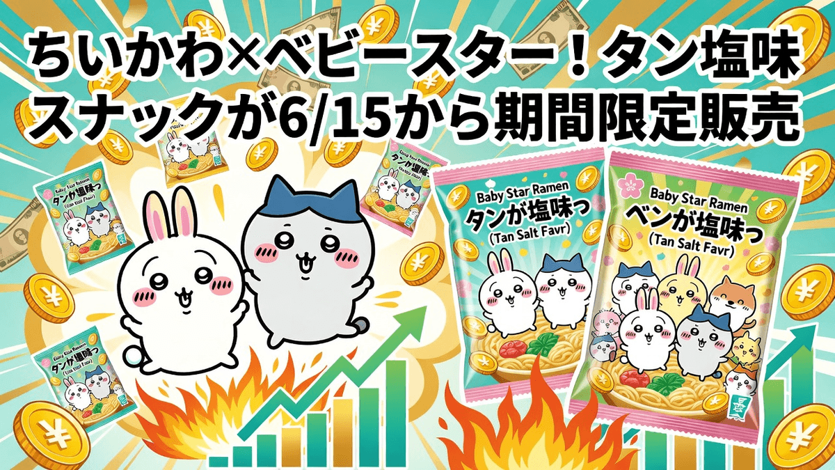 ちいかわ×ベビースター！タン塩味スナックが6/15から期間限定販売