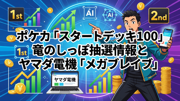 ポケカ「スタートデッキ100」竜のしっぽ抽選情報とヤマダ電機「メガブレイブ」