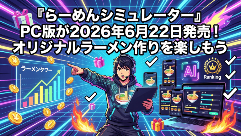 『らーめんシミュレーター』PC版が2026年6月22日発売！オリジナルラーメン作りを楽しもう