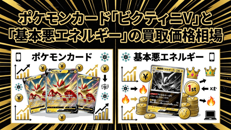 ポケモンカード「ビクティニV」と「基本悪エネルギー」の買取価格相場