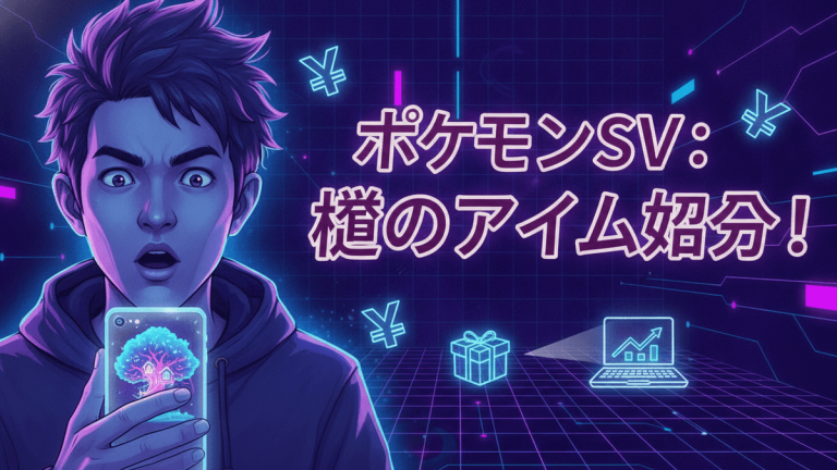 若い男性がスマートフォンを持ち、驚いた表情をしている。背景にはデジタルグリッドと日本円のシンボル。