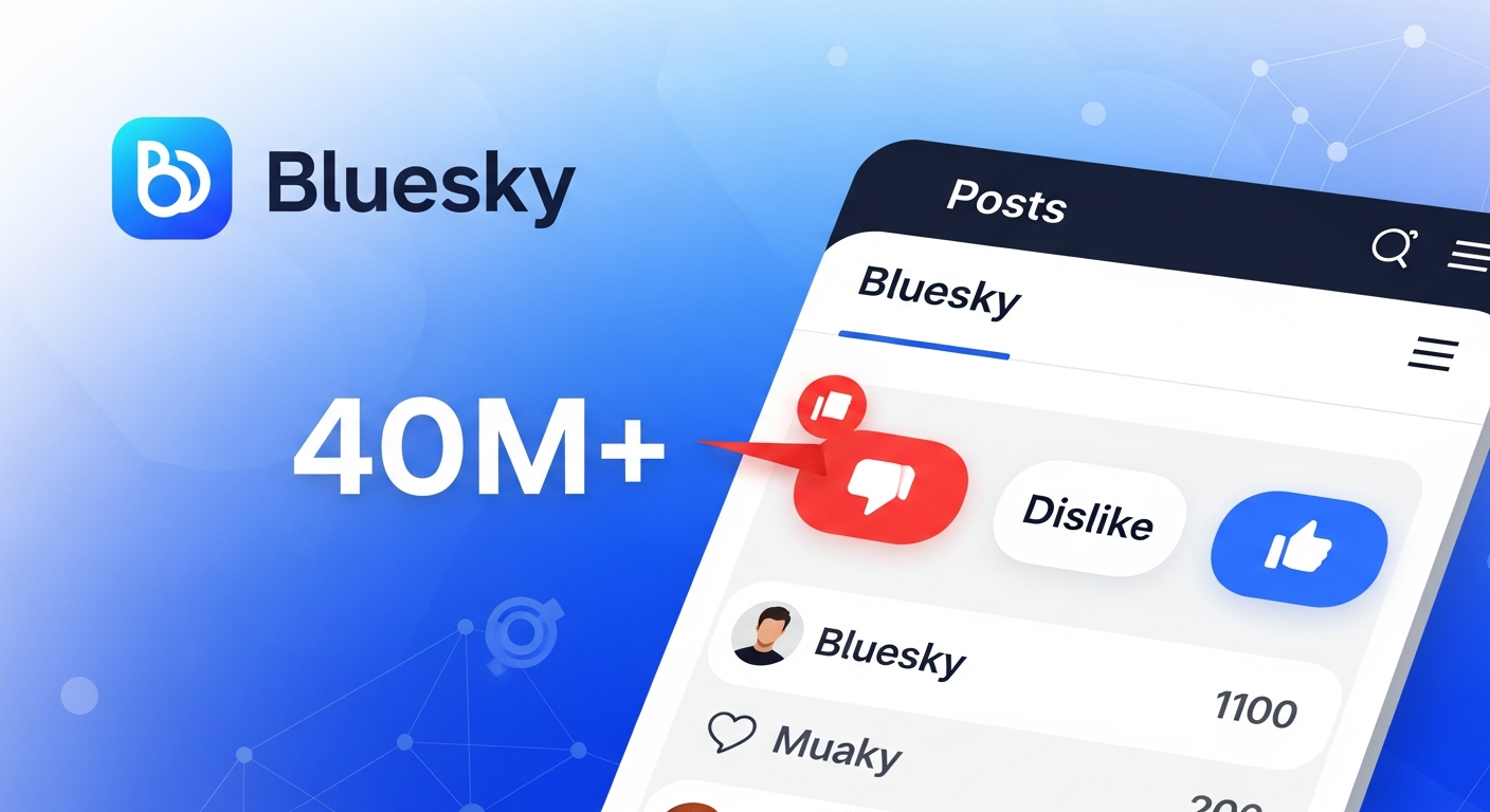 Bluesky Surges to 40M Users, Debuts 'Dislikes' Feature