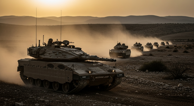 Israeli Military Incursion in Quneitra: Tanks and Vehicles Advance