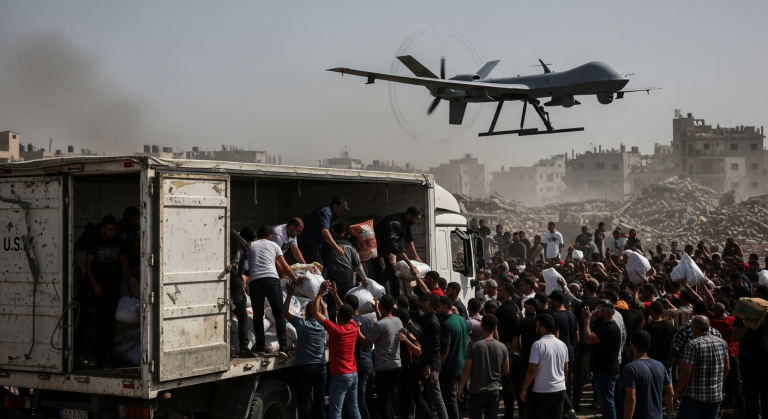 U.S. Military Monitors Hamas Looting of Aid Truck in Gaza