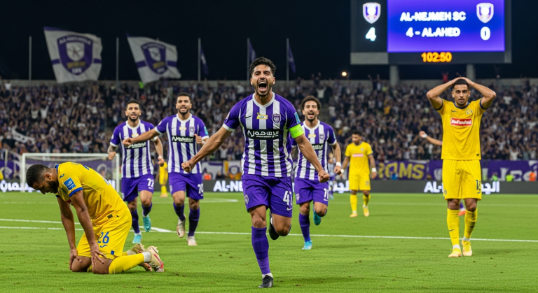 النجمة Dominates Al-Ahed in a Stunning 4-0 Victory