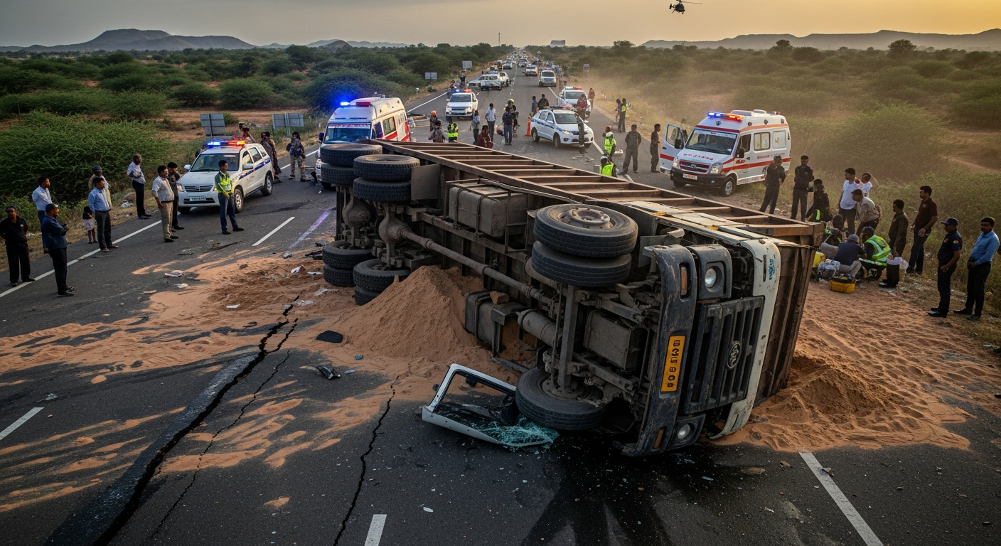 Jaipur Road Tragedy: Dump Truck Overturns, Resulting in Multiple Fatalities