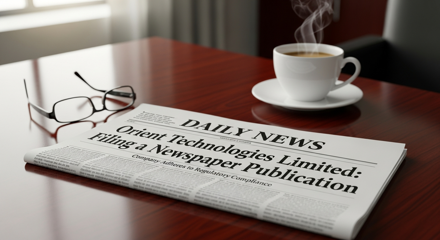 Orient Technologies Limited: Filing a Newspaper Publication
