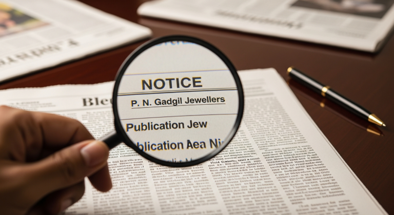 P N Gadgil Jewellers Issues Newspaper Publication Notice