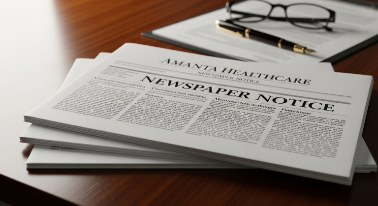 Amanta Healthcare's Newspaper Notice: A Filing's Echo