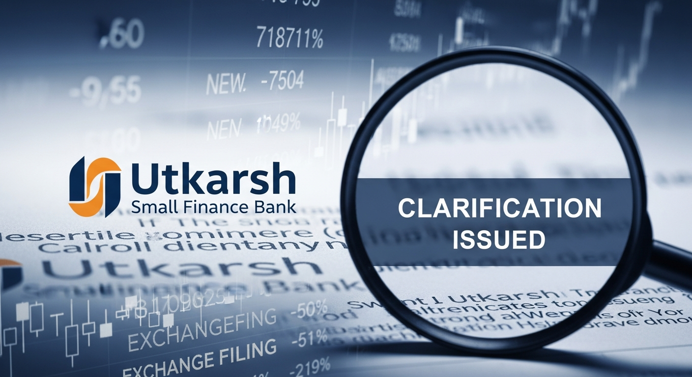 Utkarsh Small Finance Bank Issues Clarification on Exchange Filing