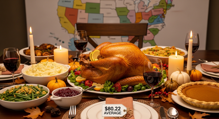Thanksgiving Dinner Costs Vary by State, Reaching $80.22 on Average