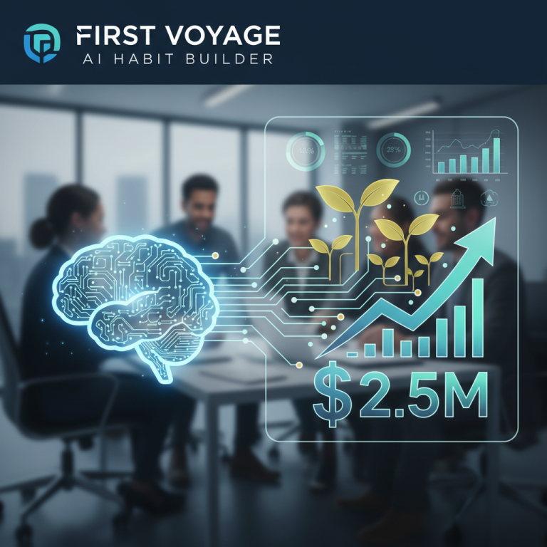An AI brain connected to growing plants and financial charts, representing growth and investment in a tech startup.