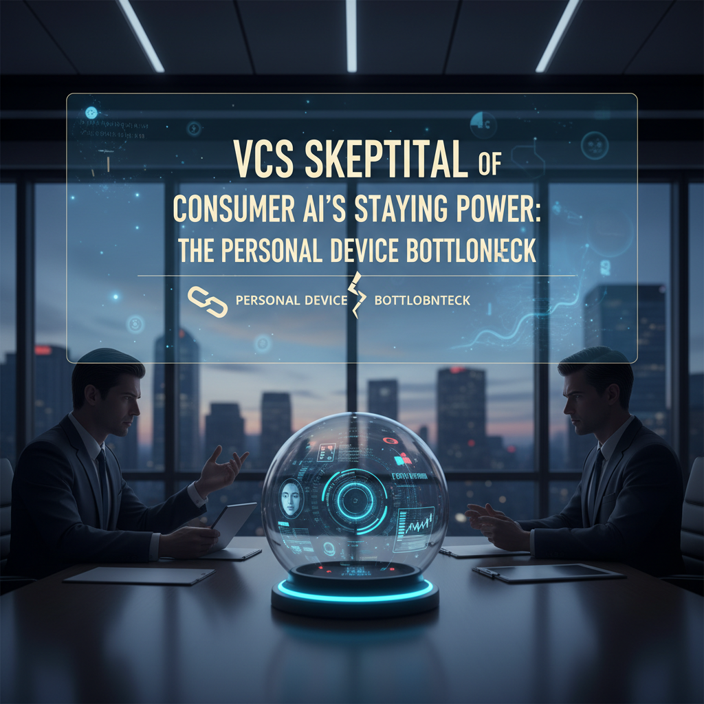 Two businessmen discussing AI in a boardroom with a holographic display showing data and a cityscape background.