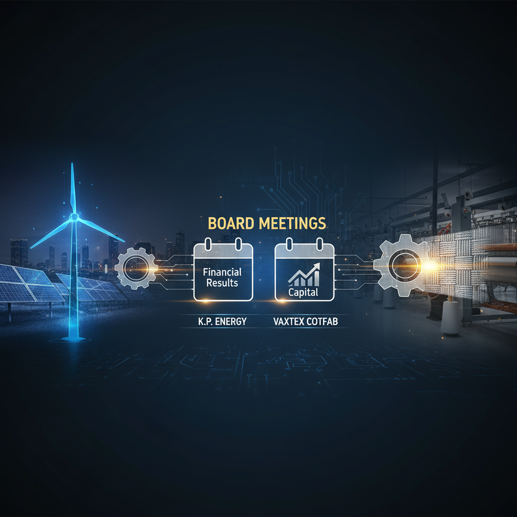 A split image showing renewable energy and manufacturing, connected by board meeting icons, representing financial and capital discussions.