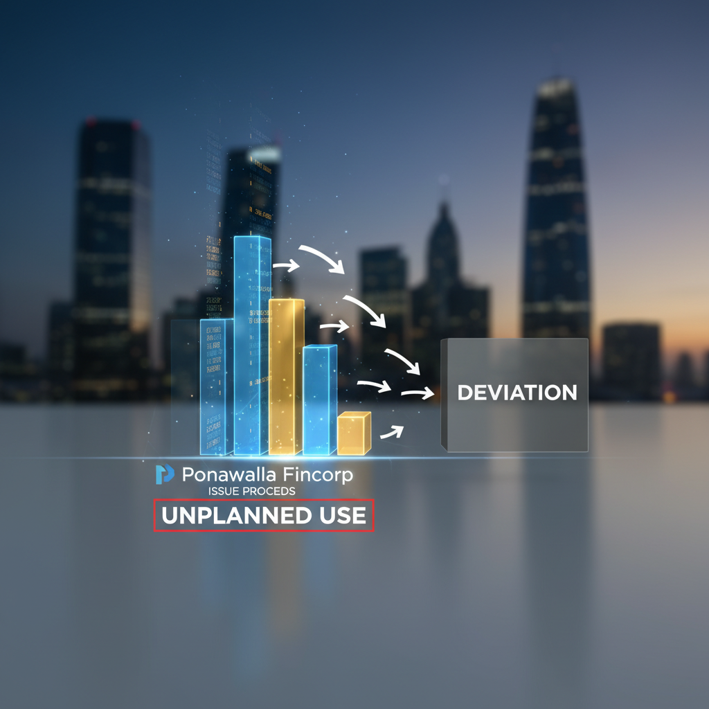 A bar graph showing a deviation of funds with city skyline background.