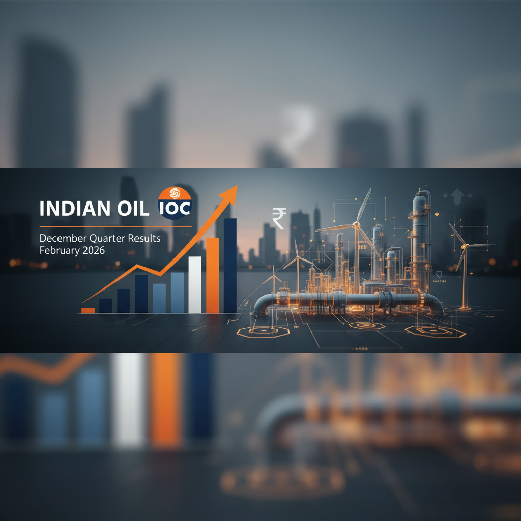 A professional image representing Indian Oil Corporation's financial results and energy sector context.