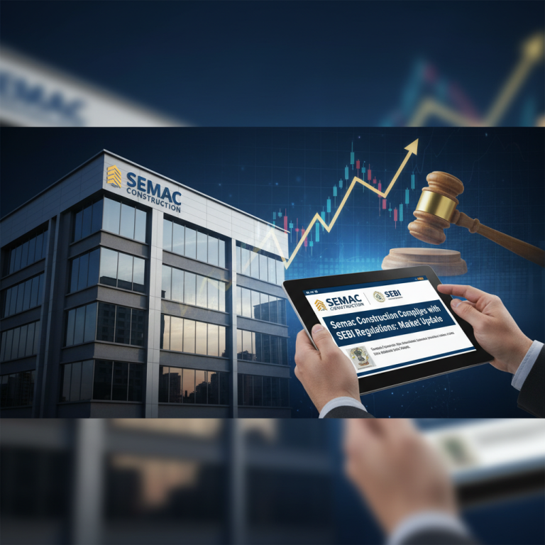 A professional image representing Semac Construction's compliance with SEBI regulations, showing growth and legal oversight.