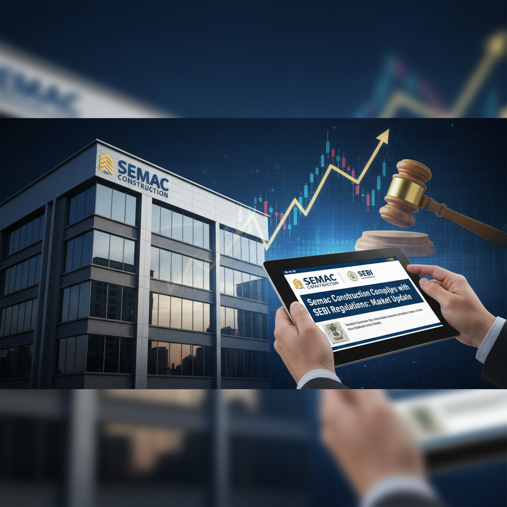A professional image representing Semac Construction's compliance with SEBI regulations, showing growth and legal oversight.