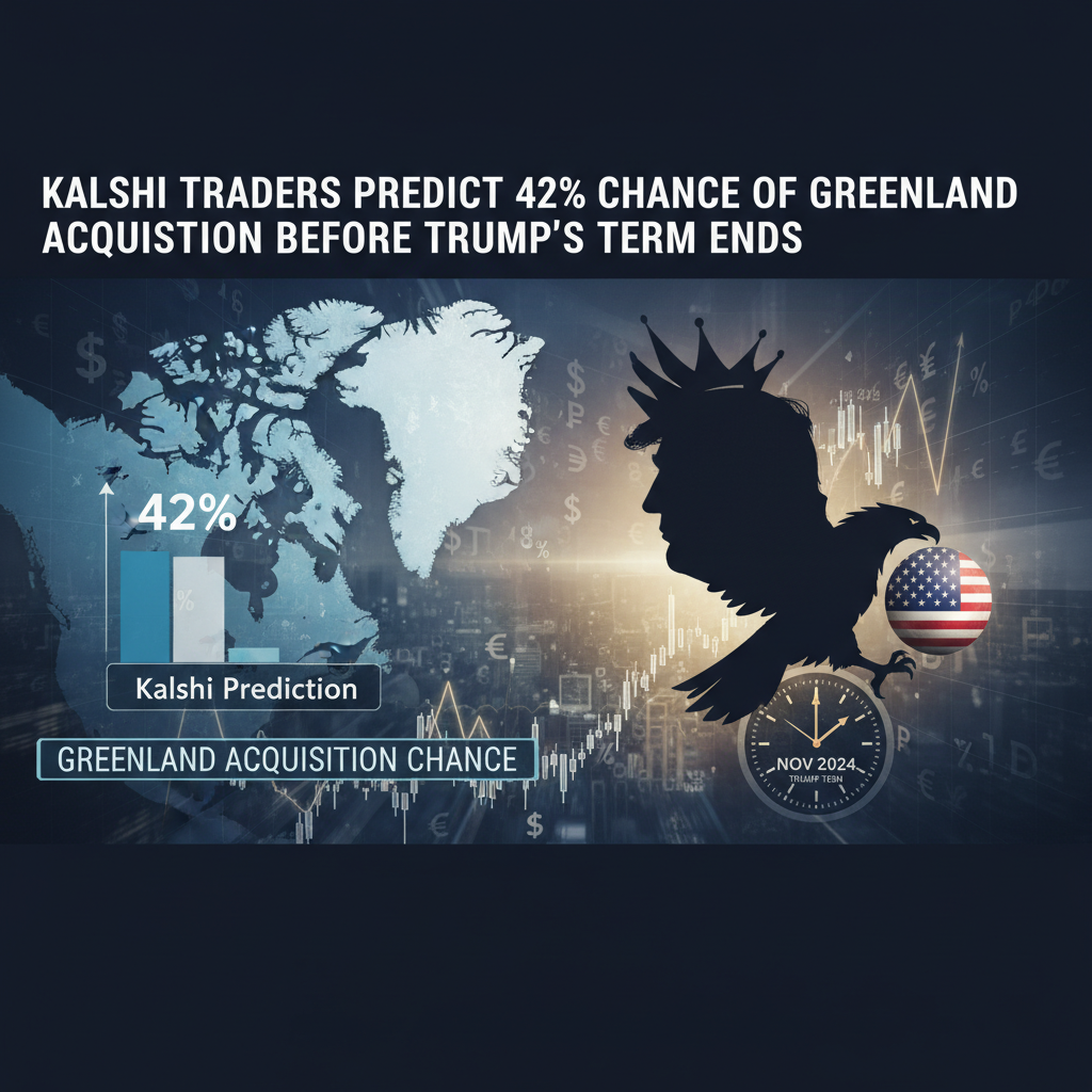A professional graphic showing a map of North America and Greenland, a bar chart, and a silhouette of an eagle.