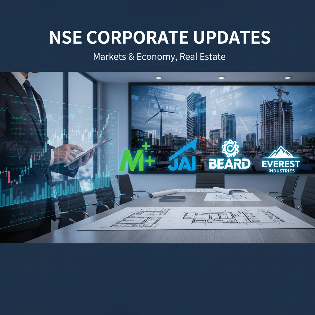 A professional image representing corporate updates in markets, economy, and real estate.