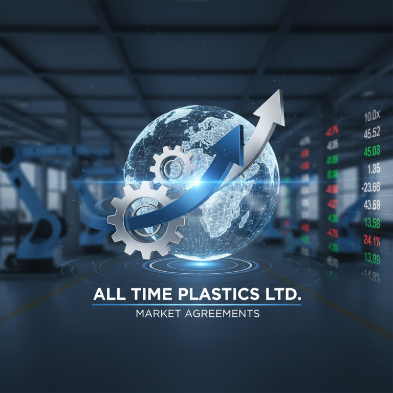 A professional visual representing global market impact with a digital globe, gears, and an upward-trending arrow.