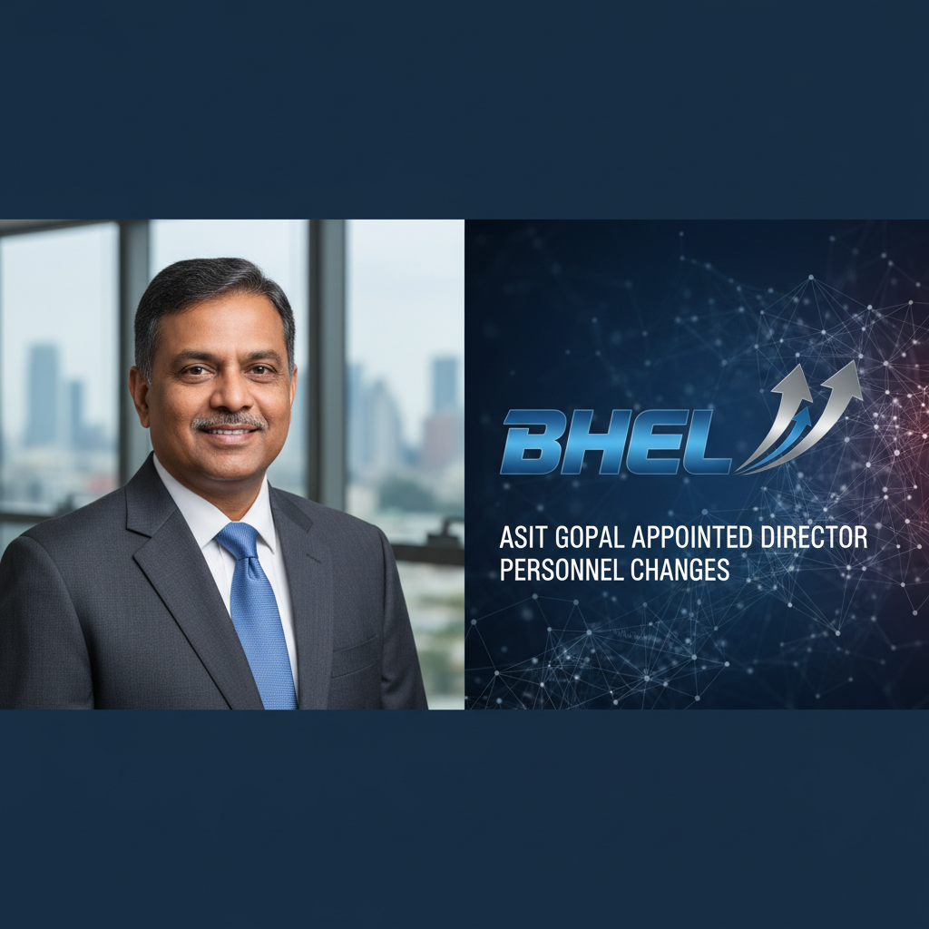 Professional image for BHEL's executive announcement, featuring Asit Gopal and company logo.