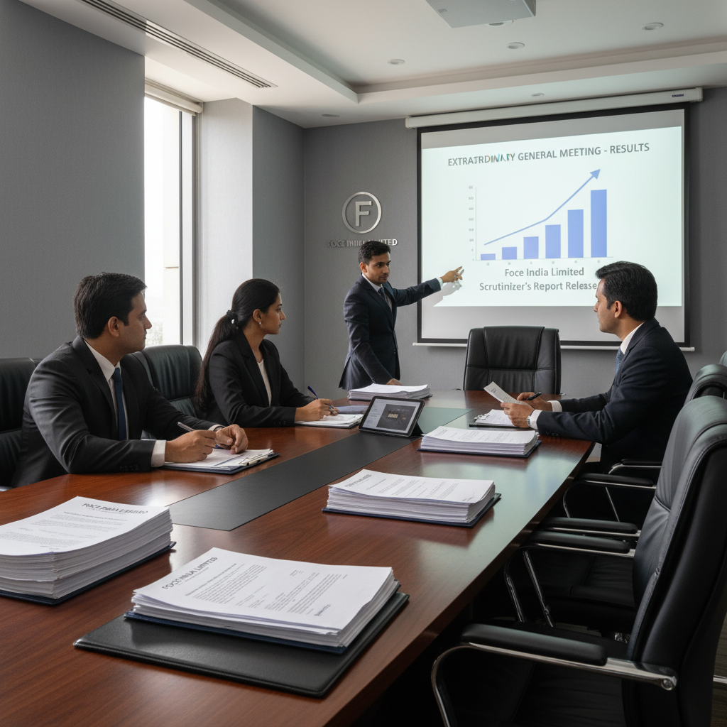 A professional business meeting with a presenter showing a financial graph on a projector screen to three colleagues.