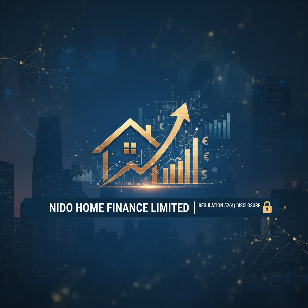 A professional image representing Nido Home Finance's disclosure, featuring a golden house, upward arrow, and financial charts.