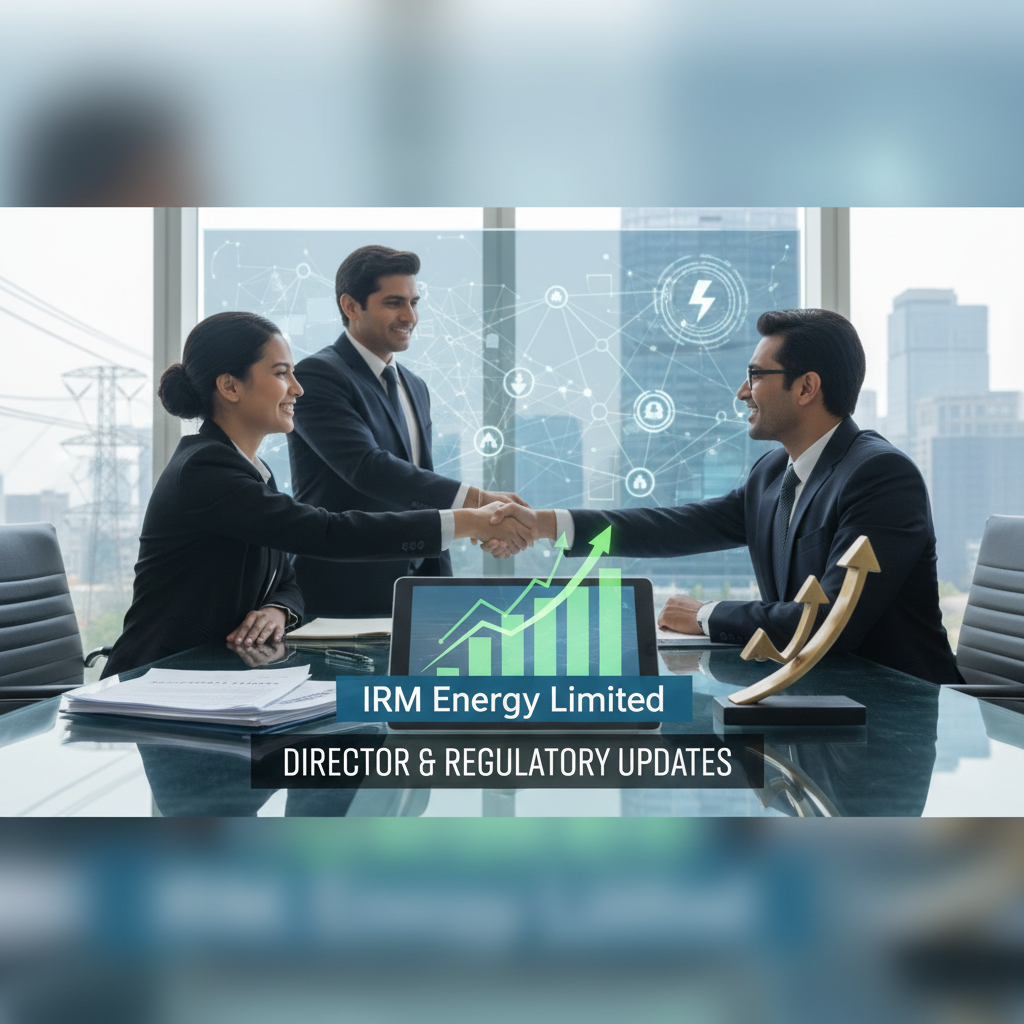 Three business professionals in suits shaking hands across a table with a growth chart overlay.