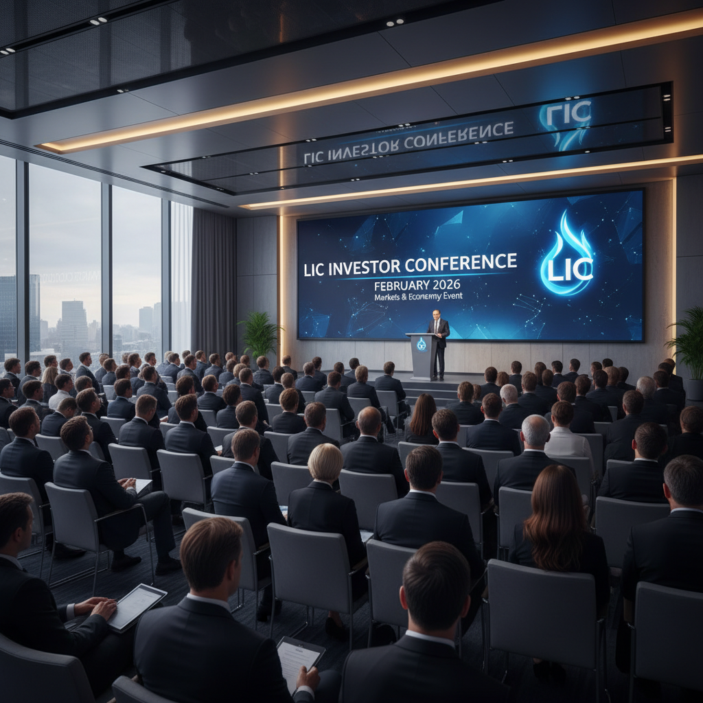 A professional conference room with a speaker on stage and an audience.
