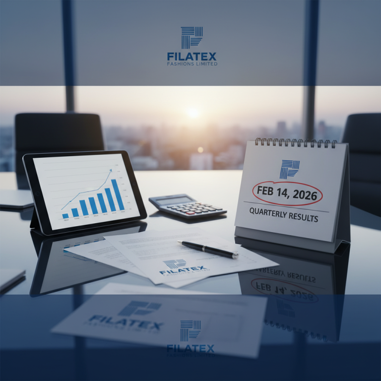 A calendar showing February 14, 2026, with "Quarterly Results" highlighted, alongside a tablet displaying financial charts.