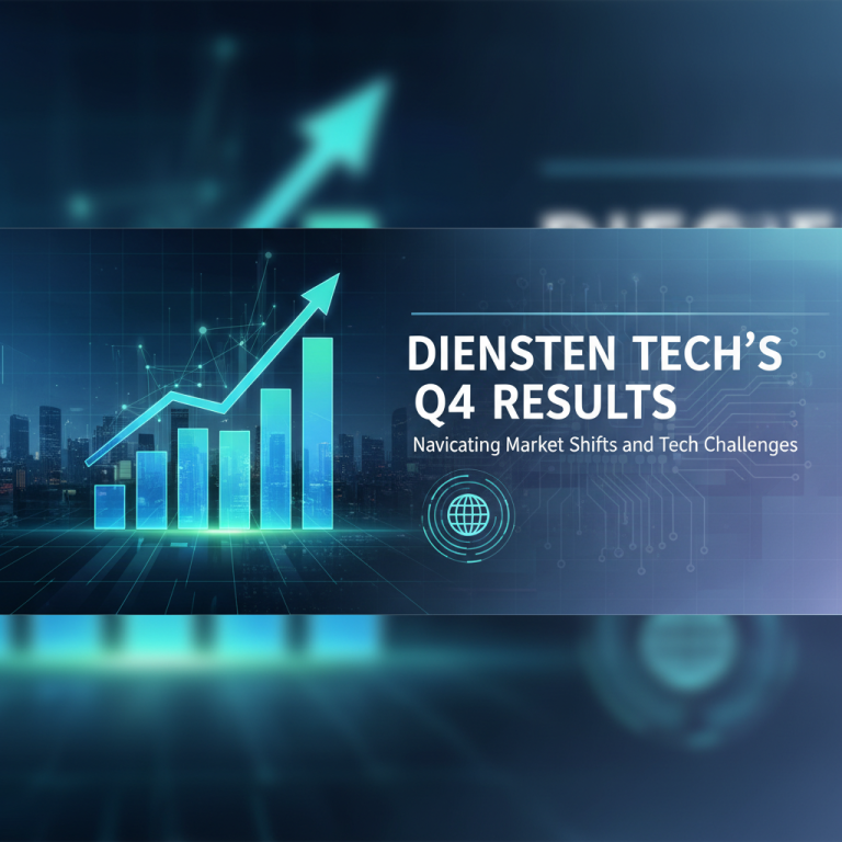 A dynamic bar graph showing an upward trend, superimposed over a futuristic cityscape, with the article title.