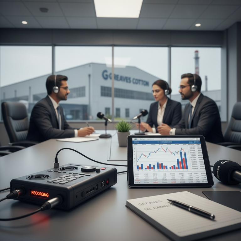 A professional setting with three people in suits wearing headsets, participating in a recording session.