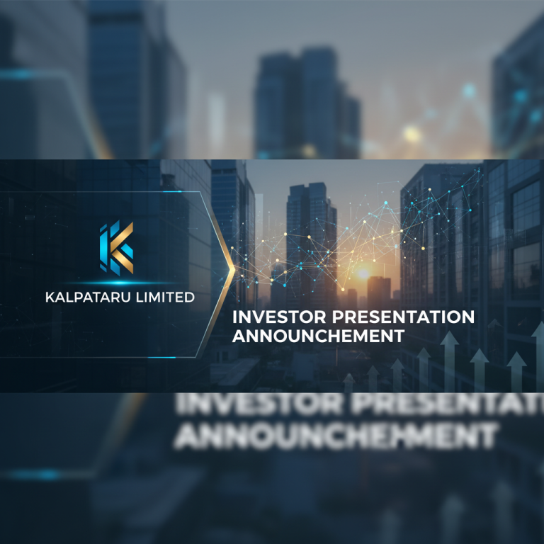 A professional banner for Kalpataru Limited's investor presentation.