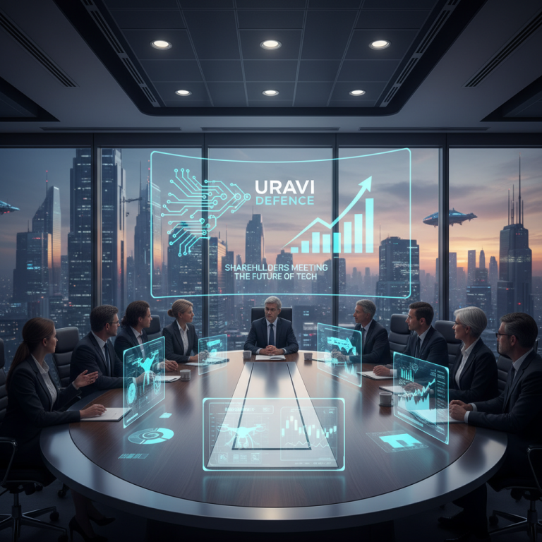 A group of professionals in suits are seated around a conference table in a modern boardroom with large windows overlooking a city skyline.