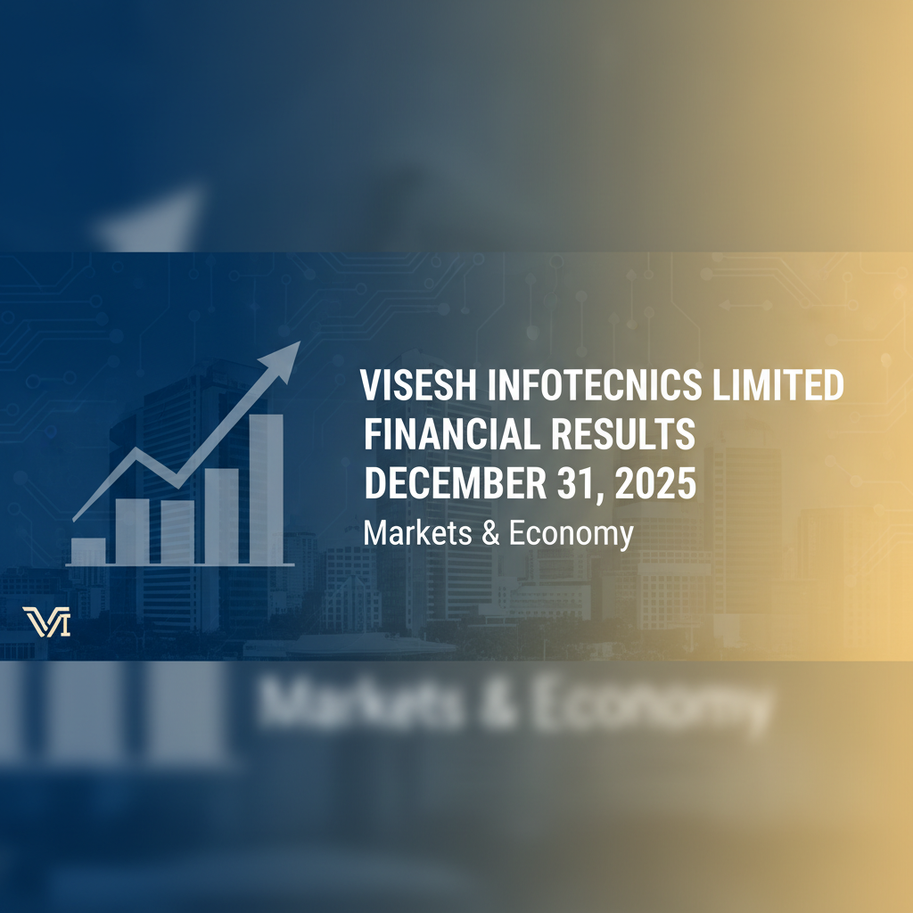 A professional image representing financial results, with a bar chart, arrow, and company name.
