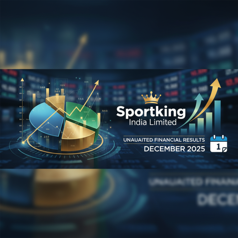 A professional visual representing financial data with charts, graphs, and the Sportking India Limited logo.