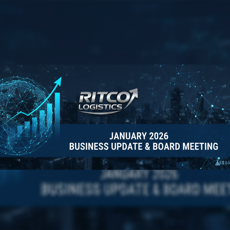 A professional image with the Ritco Logistics logo, a bar graph with an upward trend, and text.