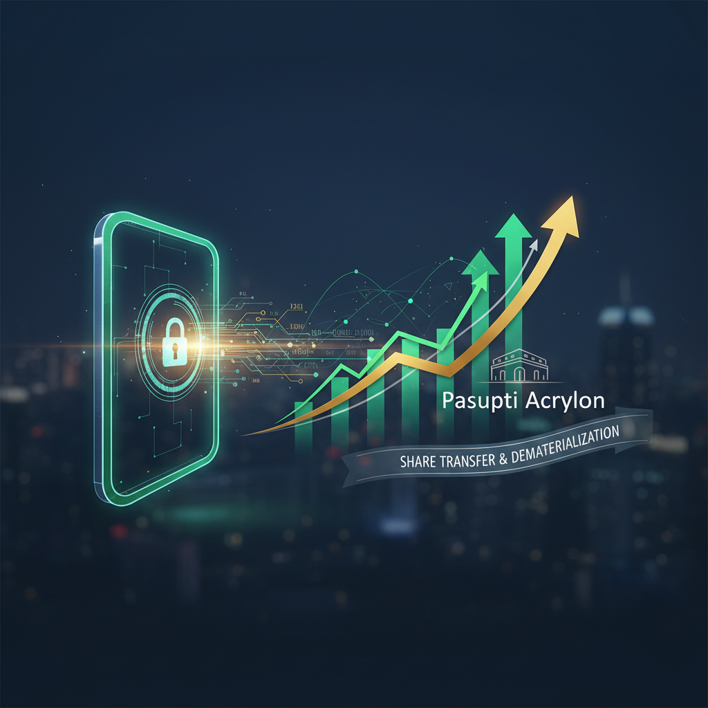 A digital illustration showing a secure mobile phone with a lock icon, connected to an upward-trending stock graph.