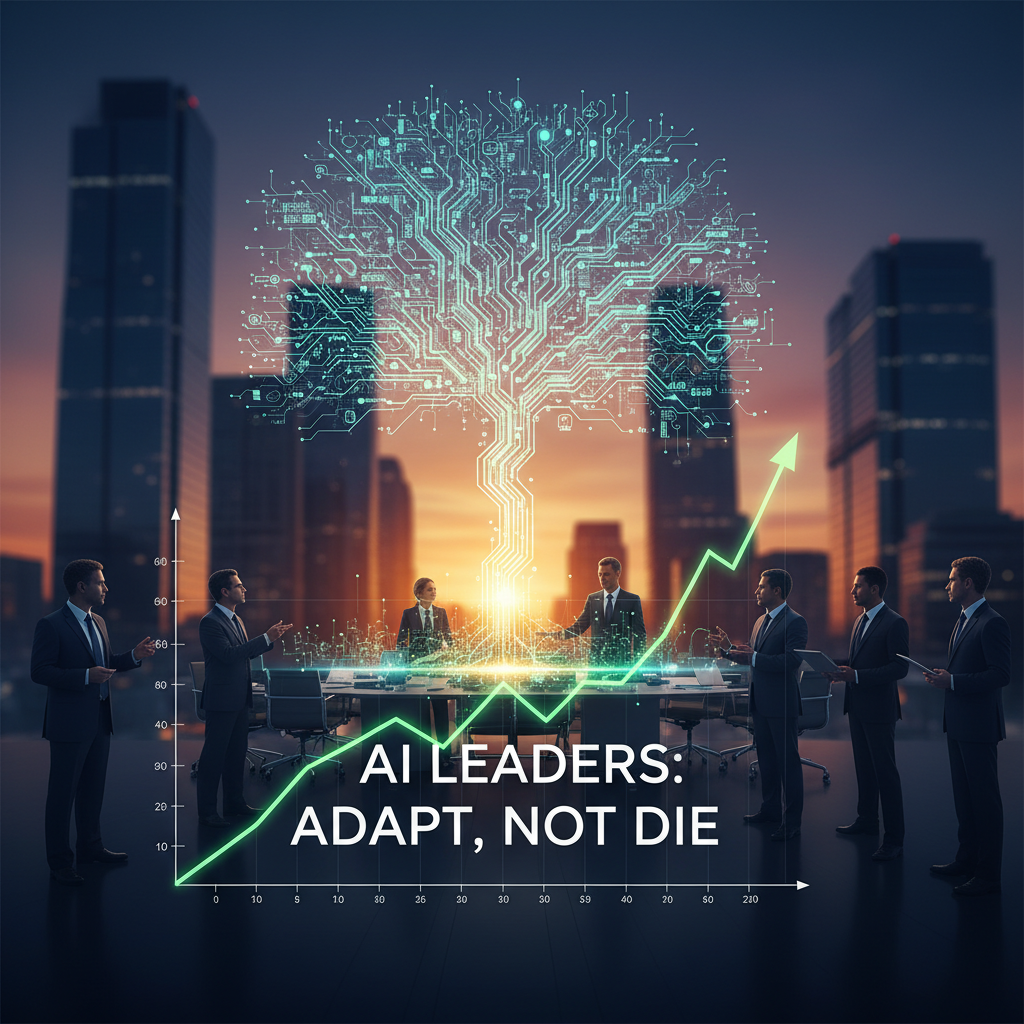 Business professionals in a meeting with a digital tree overlay and upward trend graph.