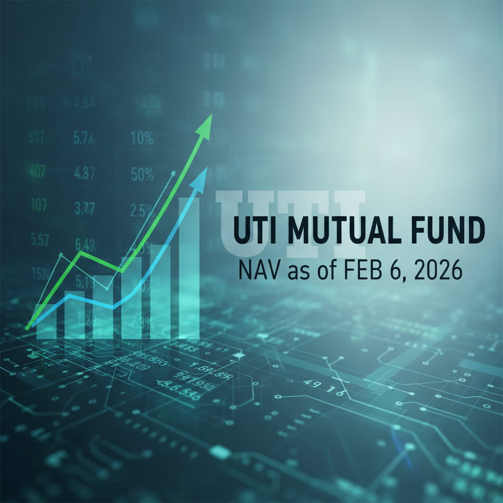 A professional graphic representing financial growth with upward arrows and stock market data, suitable for a mutual fund NAV announcement.