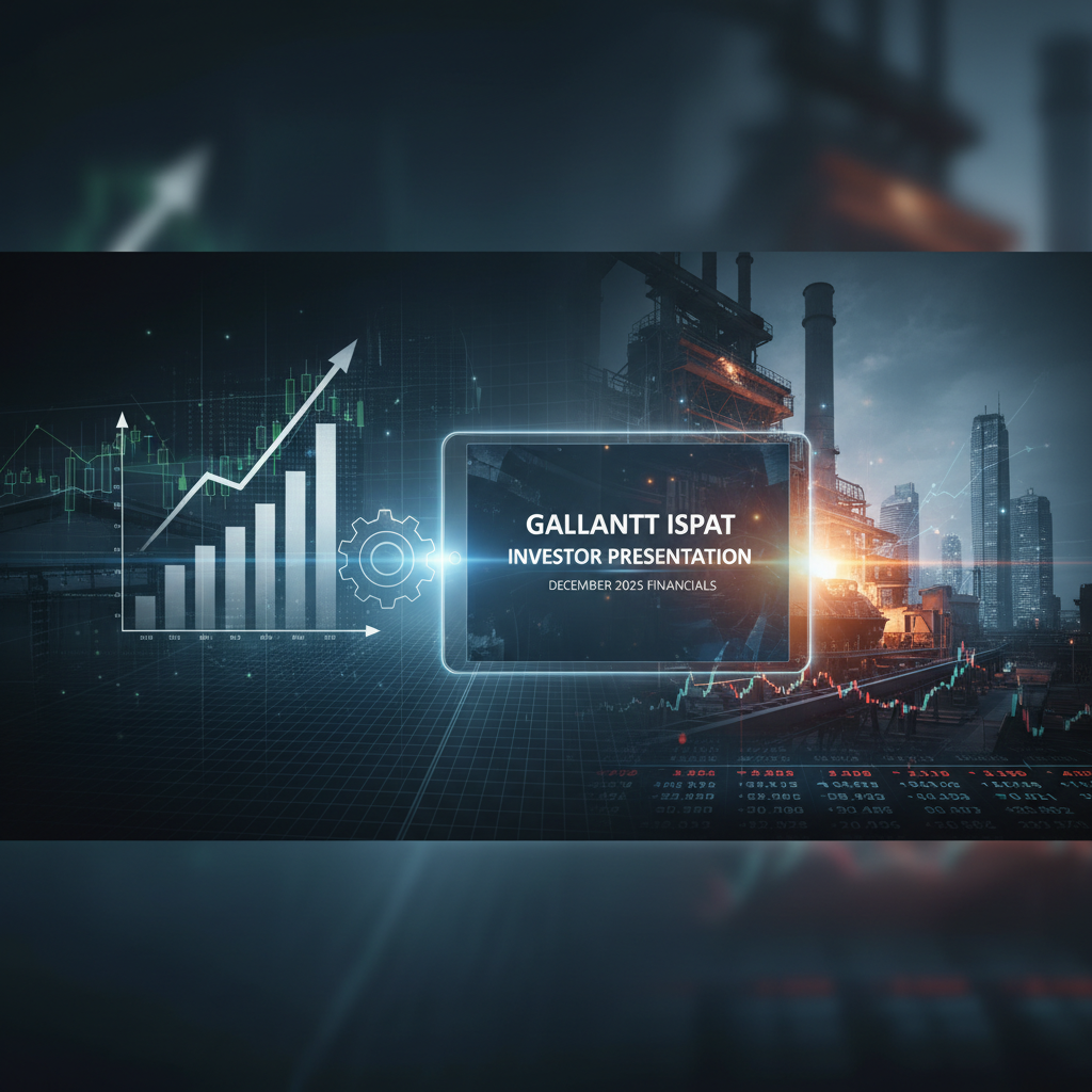 Professional image for an article about Gallantt Ispat's investor presentation for December 2025 financials.